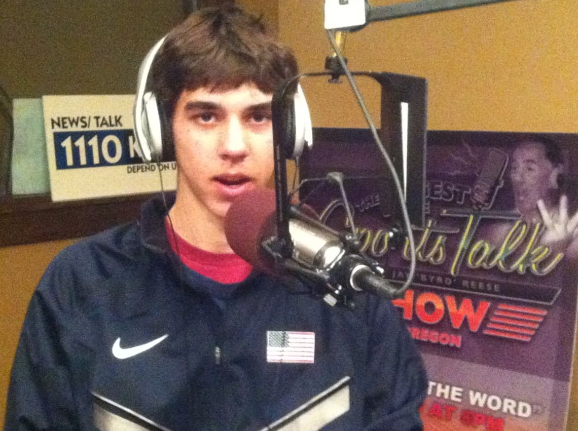 Matthew Maton visiting KBND Radio studios
