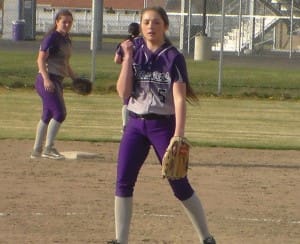 Soph Pitcher Brook Herrington celebrates throwing a strike. 