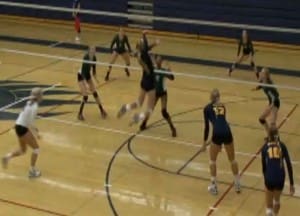 BEND'S CALIE KRUSKA WITH THE SPIKE AGAINST REYNOLDS 