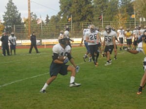 JACOB DUPUIS MAKES A CUT ON HIS DEFENDER.