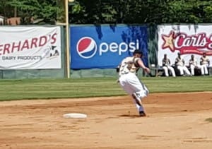 Tyler Davis Scoops up a grounder in the 2nd.