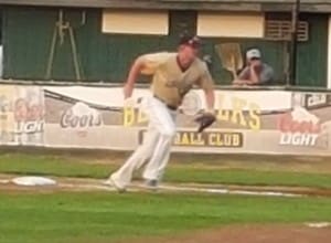 Lane tracks down a grounder from 1st