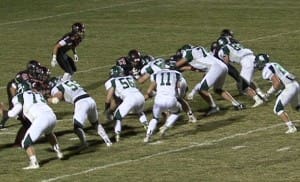 John Bledsoe takes a snap from center.