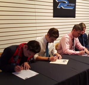 Cascade Crush first class of scholarship athelets signing 020316